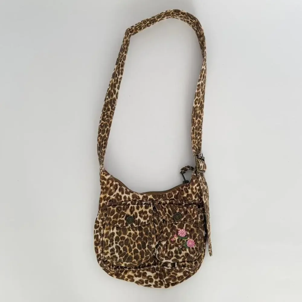 Brown leopard print shoulder bag